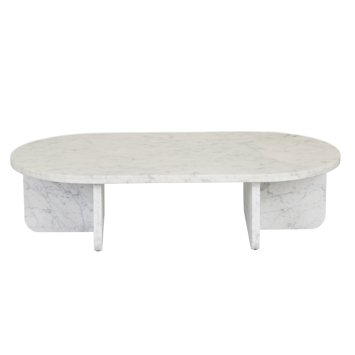 Amara Curve Oval Coffee Table - Matt White Marble