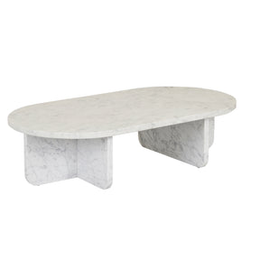 Amara Curve Oval Coffee Table - Matt White Marble