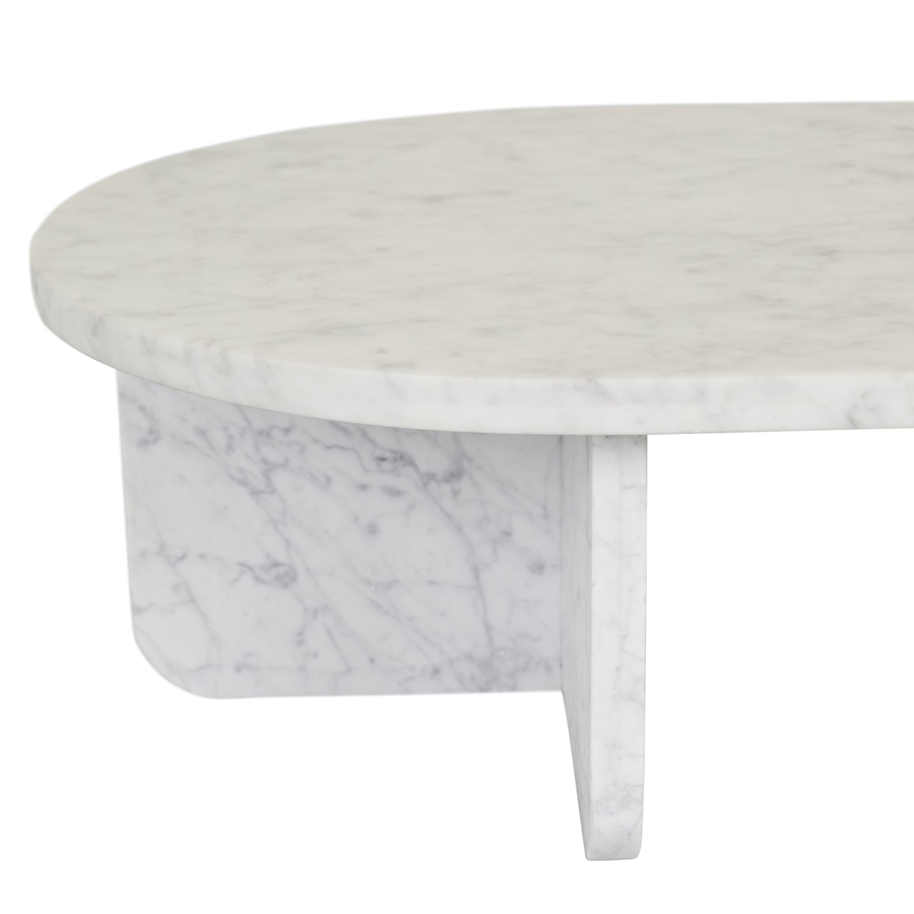 Amara Curve Oval Coffee Table - Matt White Marble