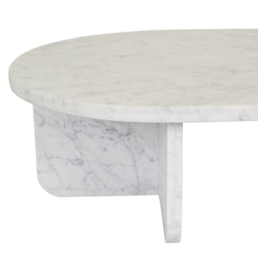 Amara Curve Oval Coffee Table - Matt White Marble